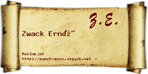 Zwack Ernő névjegykártya