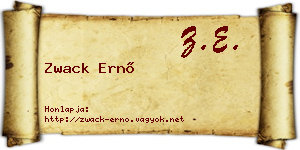 Zwack Ernő névjegykártya